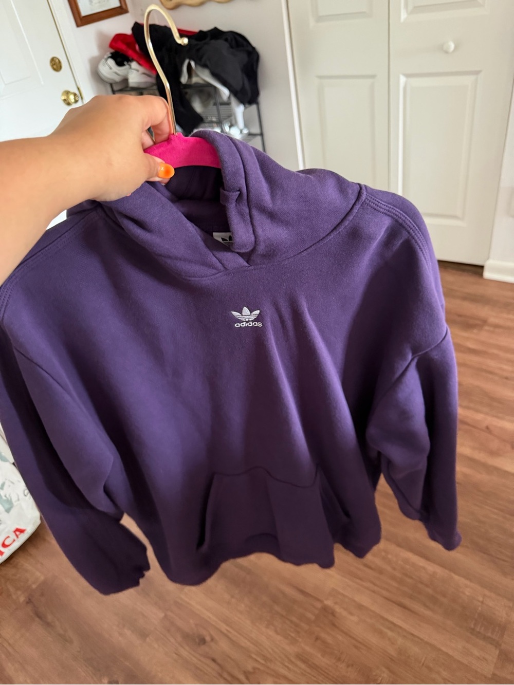 Adidas Essentials Oversized Hoodie Purple Women’s Small